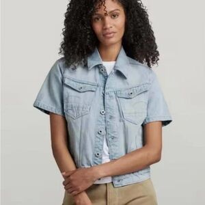 G-Star Raw Arc Short Sleeve Guard Denim Vintage Electric Blue Jacket NWT Sz L